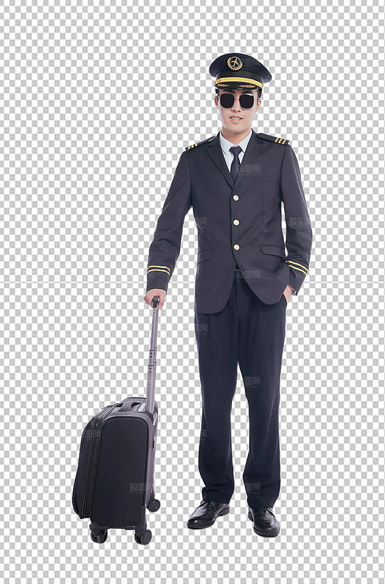 空乘手持行李箱摄影图元素