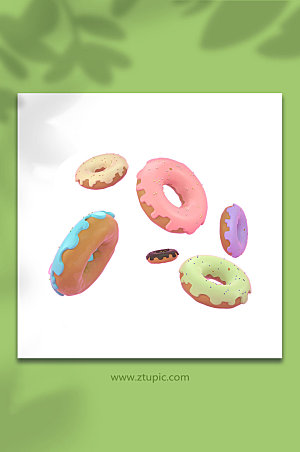 甜甜圈甜品美食C4D模型