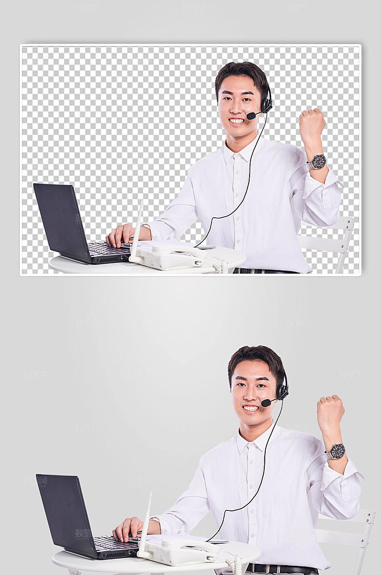 客服男士加油手势人物摄影