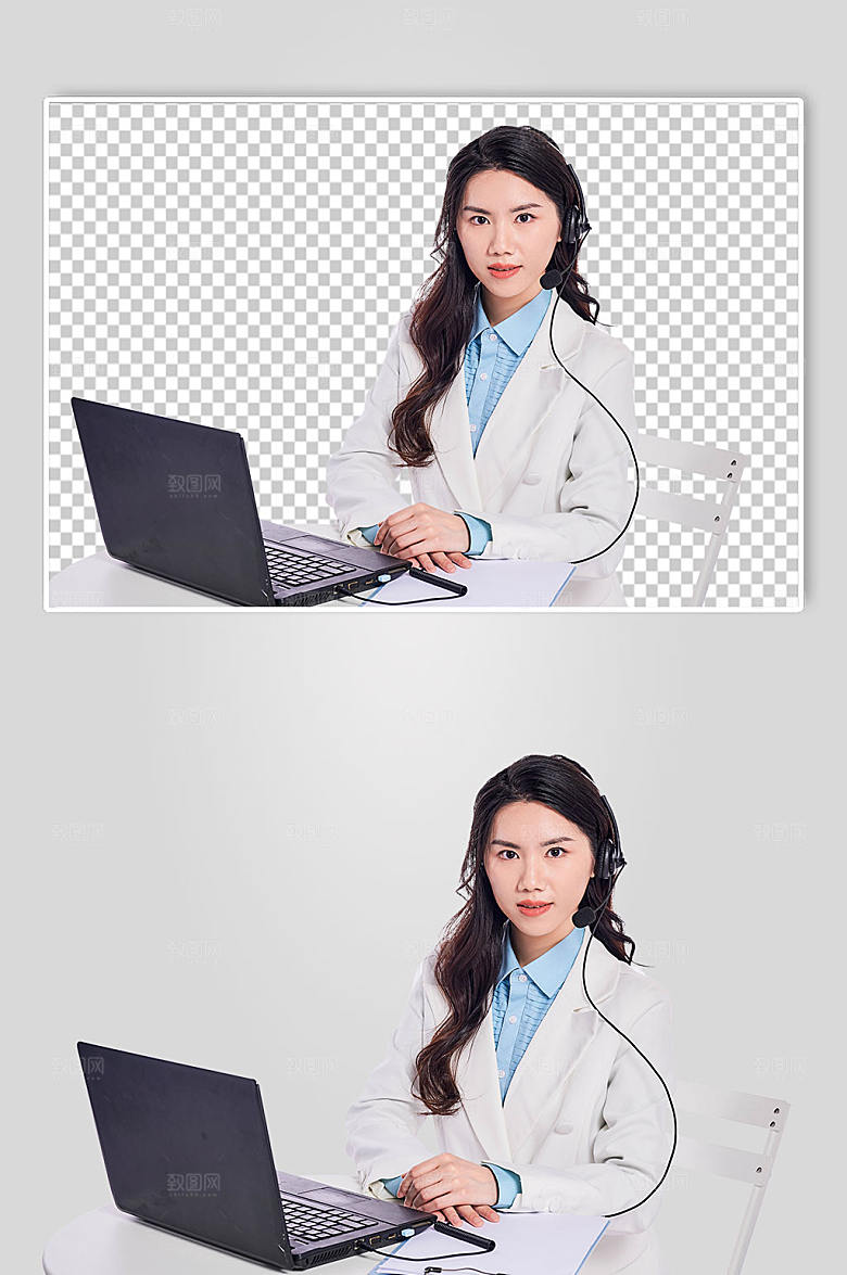 职场客服女士电脑人物摄影