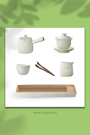 淡雅中国风套件茶具物品元素