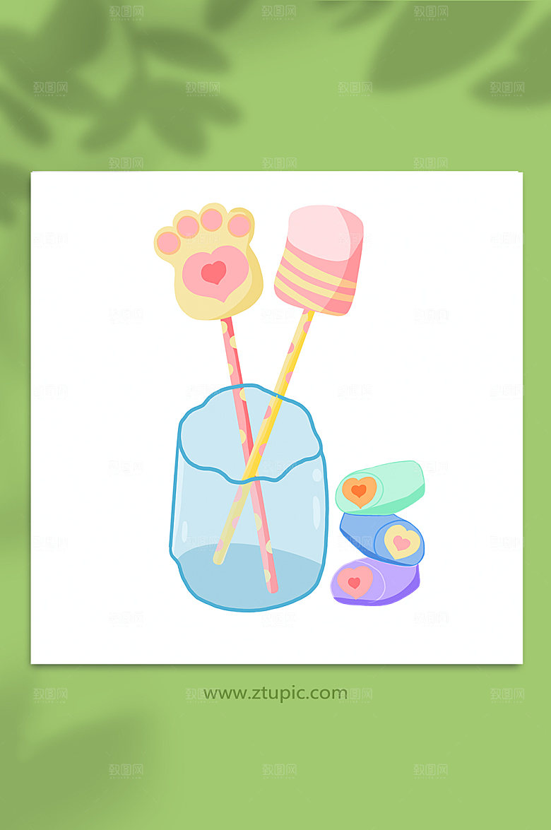 手绘棉花糖糖果甜食元素设计插画
