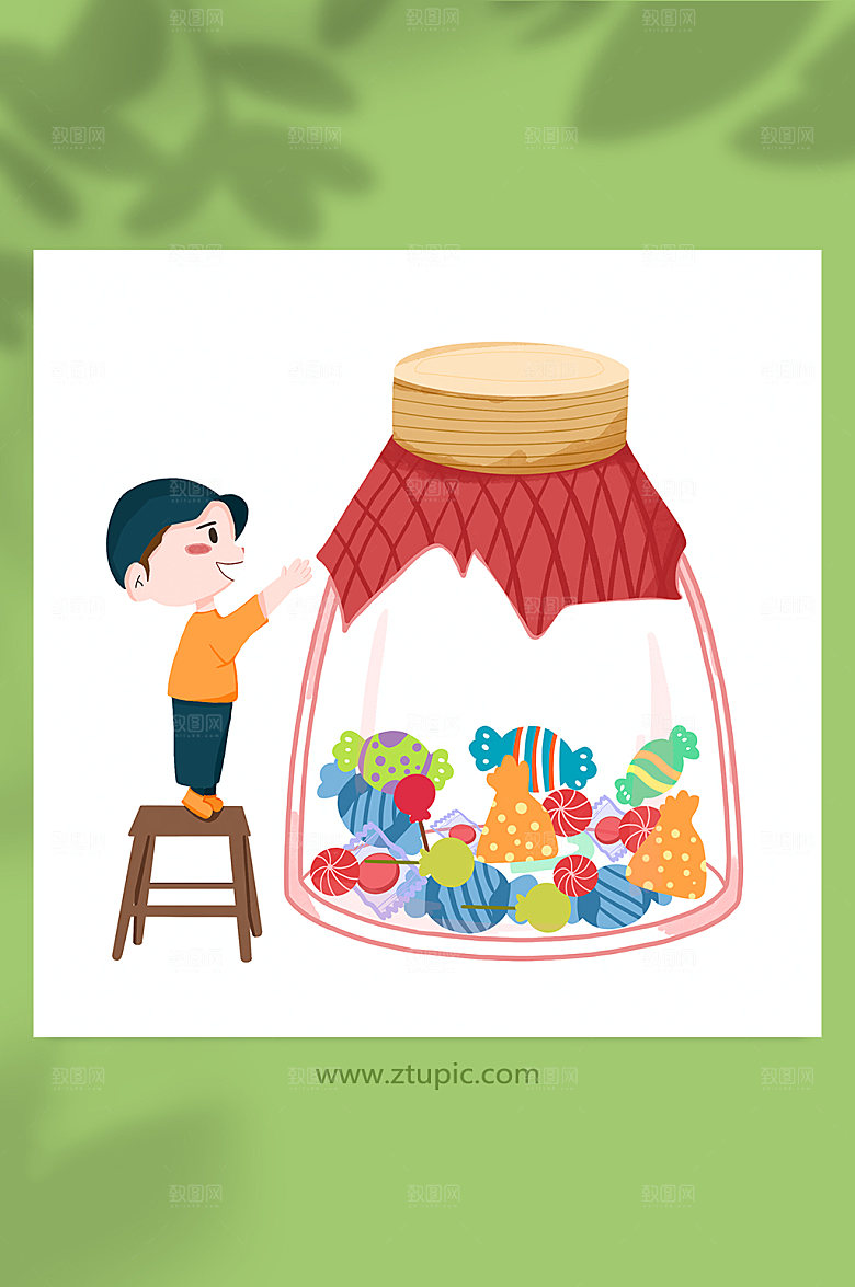 手绘玻璃糖果甜食元素设计插画