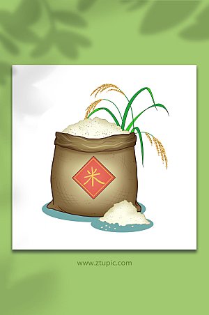 卡通麦穗大米粮食米饭插画设计