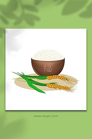 手绘麦穗大米粮食米饭插画设计