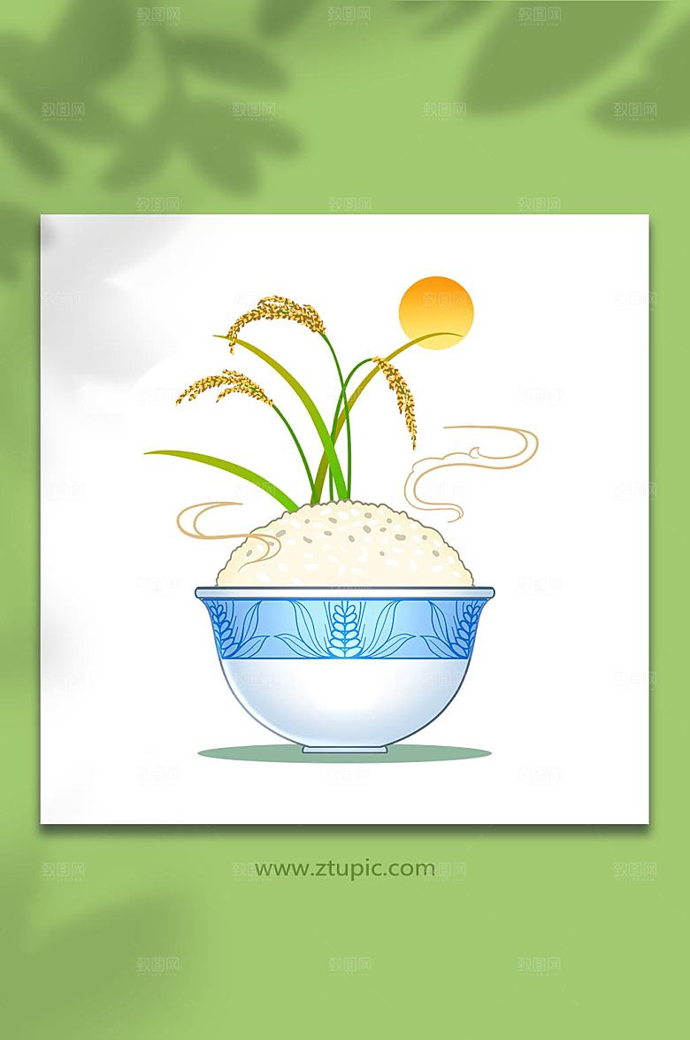 卡通麦穗大米粮食米饭插画设计