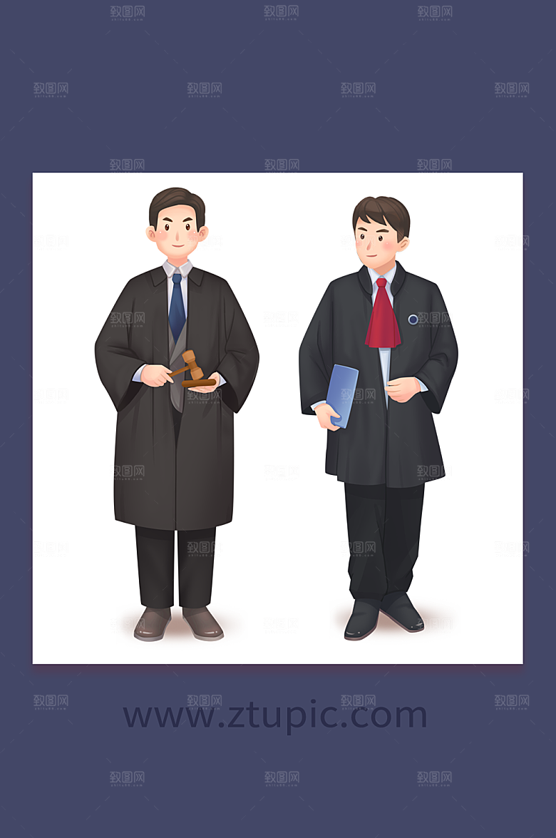 手绘守法咨询律师人物插画设计