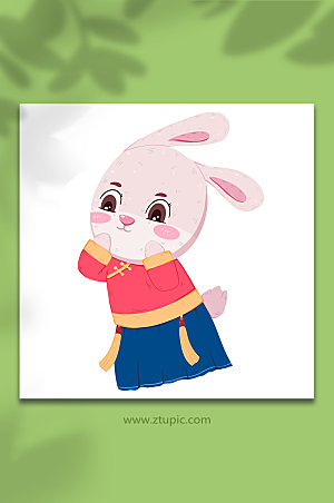 扁平卯兔十二生肖动物插画设计