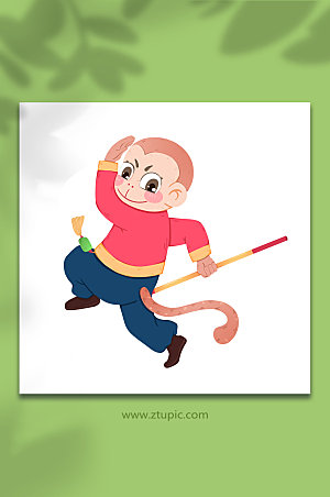 扁平申猴十二生肖动物插画设计