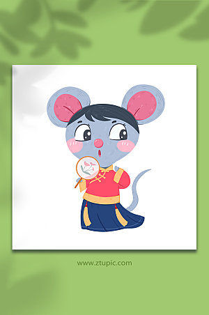 手绘子鼠十二生肖动物插画设计