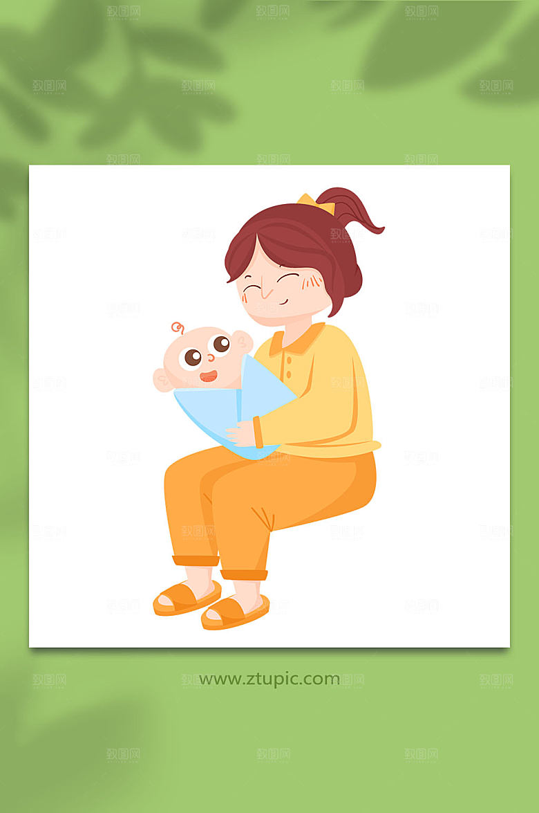 妈妈抱婴儿人物元素