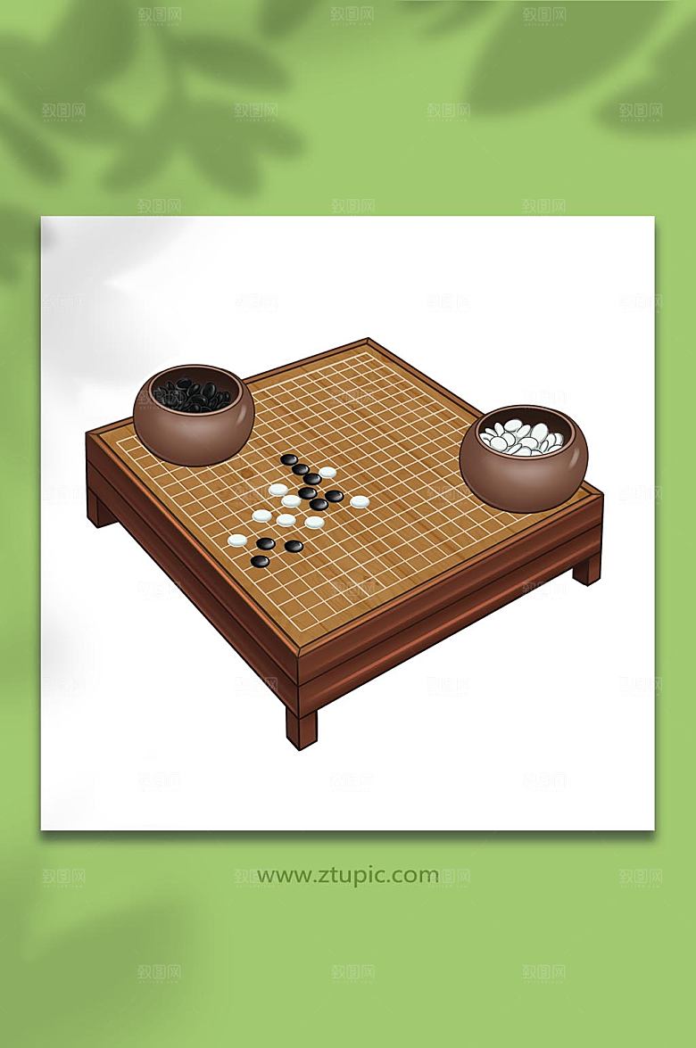 卡通国潮琴棋书画围棋插画设计
