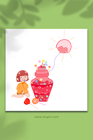 扁平写实糖果甜食元素设计插画