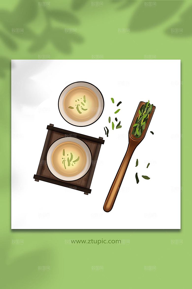 写实泡茶茶叶茶文化茶具元设计插画