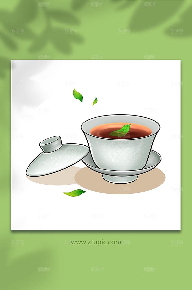 写实泡茶茶杯茶文化茶具设计插画