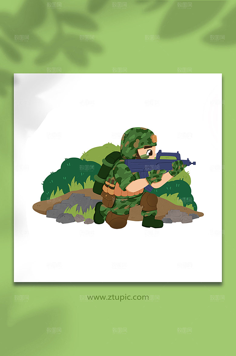 写实陆军战地特种兵军人插画设计