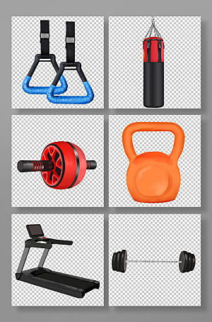 卡通体育健身器材物品插画模板