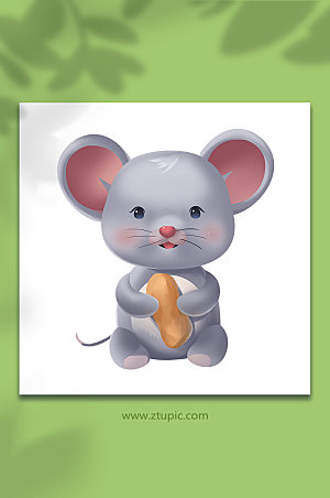 写实老鼠可爱十二生肖插画设计