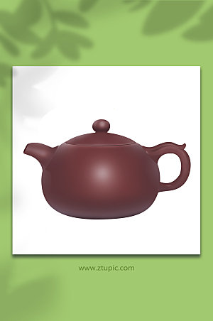 写实紫砂壶茶壶中式茶道茶具插画