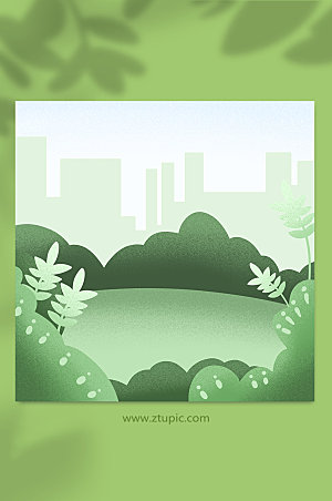 城市绿地公园插画背景元素