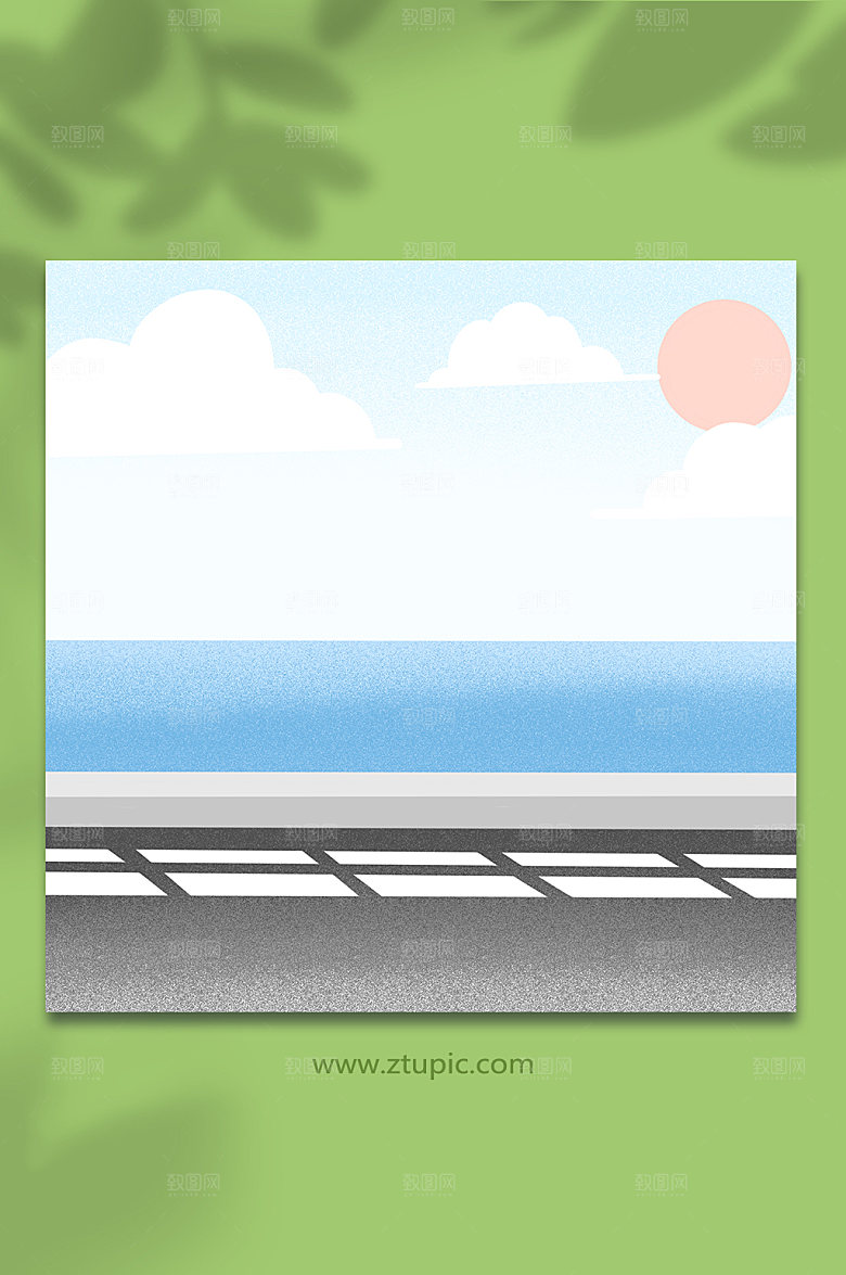 海边公路大海背景元素