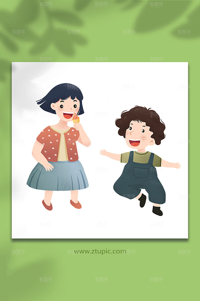 两个小女孩玩耍免扣元素