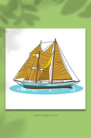 手绘轮船交通工具插画设计