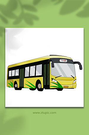 扁平公交车交通工具设计插画