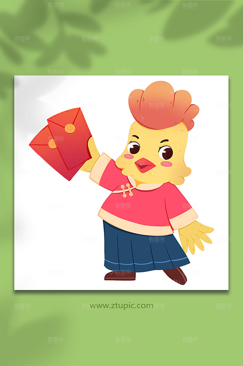 扁平酉鸡十二生肖动物插画设计