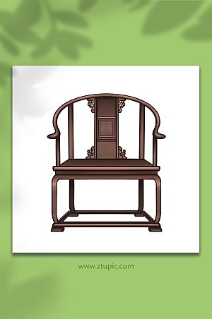 扁平古典木质家具椅子插画设计
