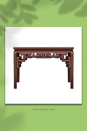 写实古典木质家具桌子插画设计