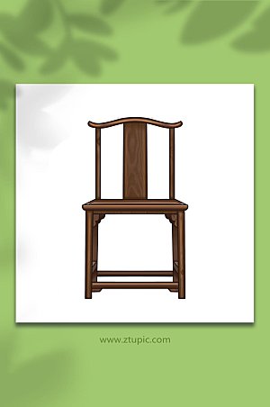 写实古典木质家具椅子插画设计