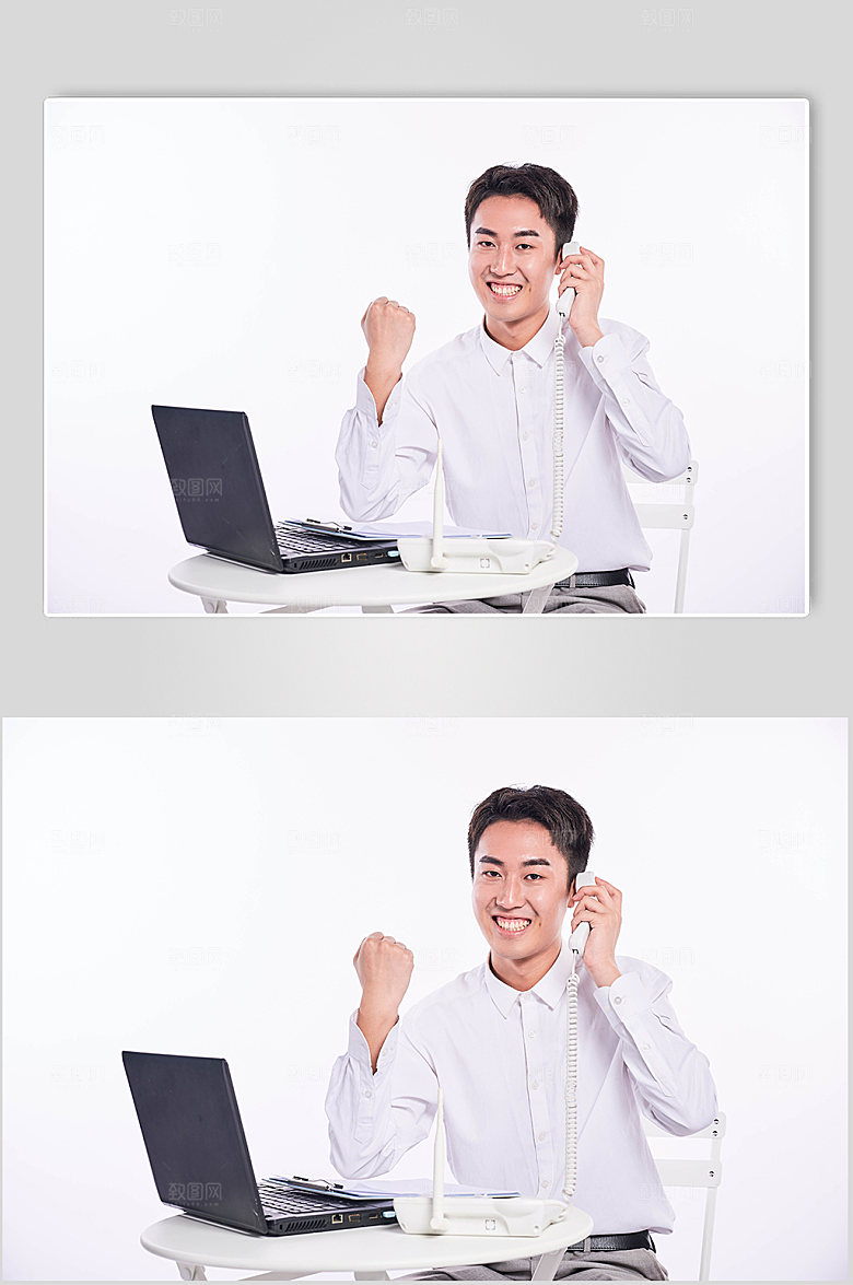 商务打电话客服人员摄影图元素