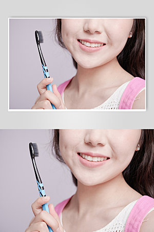 女生刷牙牙科宣传精修摄影图
