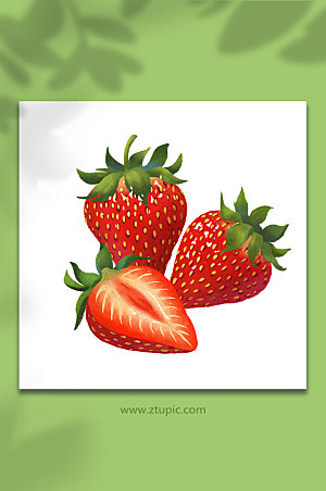 写实草莓水果元素插画设计