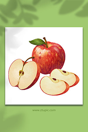 手绘苹果水果元素插画设计