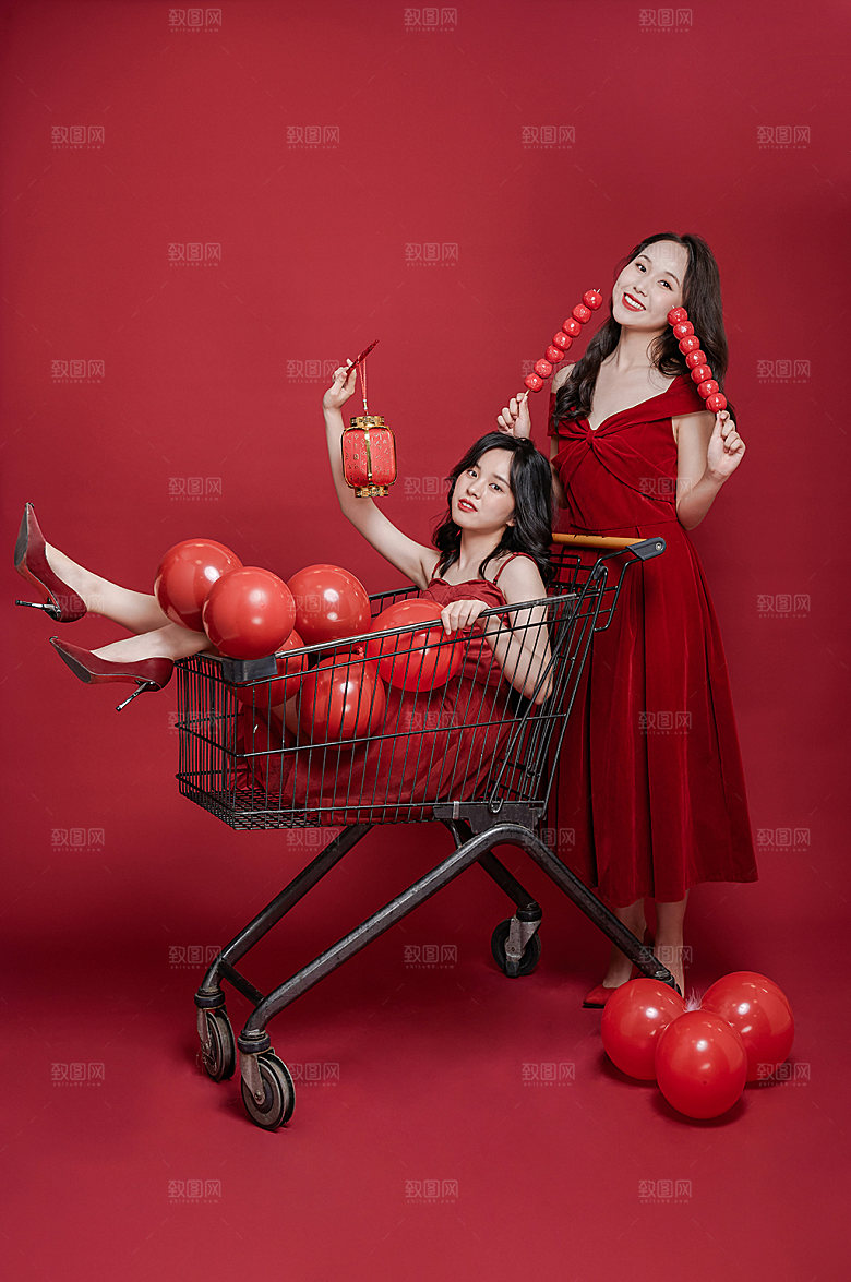 新年年货精修女生人物摄影图片