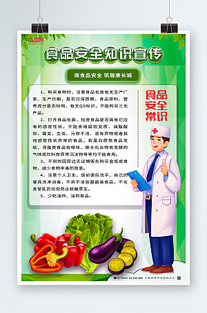 绿色清新食品安全海报模板
