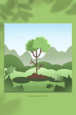 植树节绿色植物背景元素