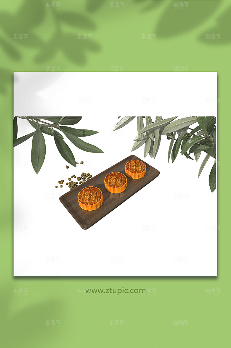 中秋节3D立体月饼模型PNG