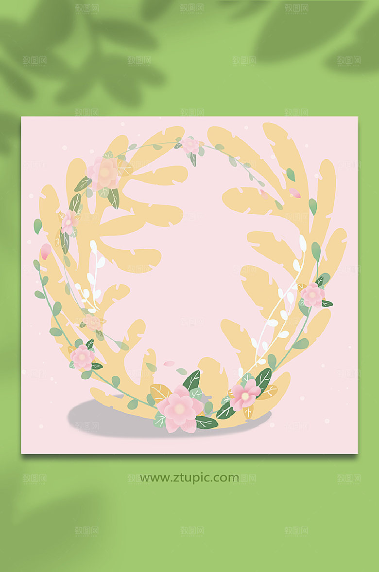 温馨花环插画花卉背景