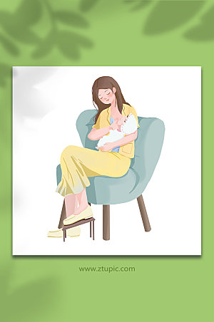 母乳喂养人物插画元素