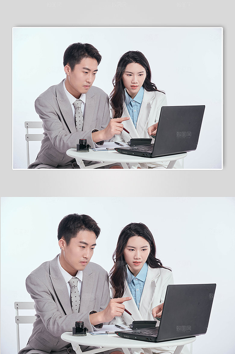商务精英白领会谈摄影图元素