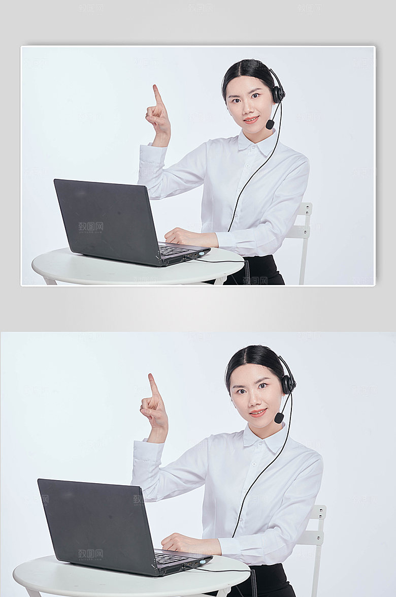 商务客服人员摄影图