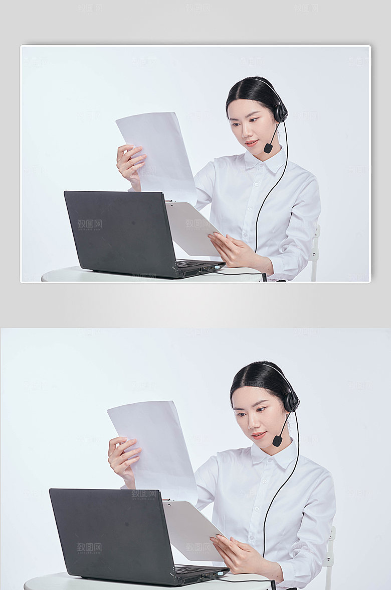 商务客服人员摄影图