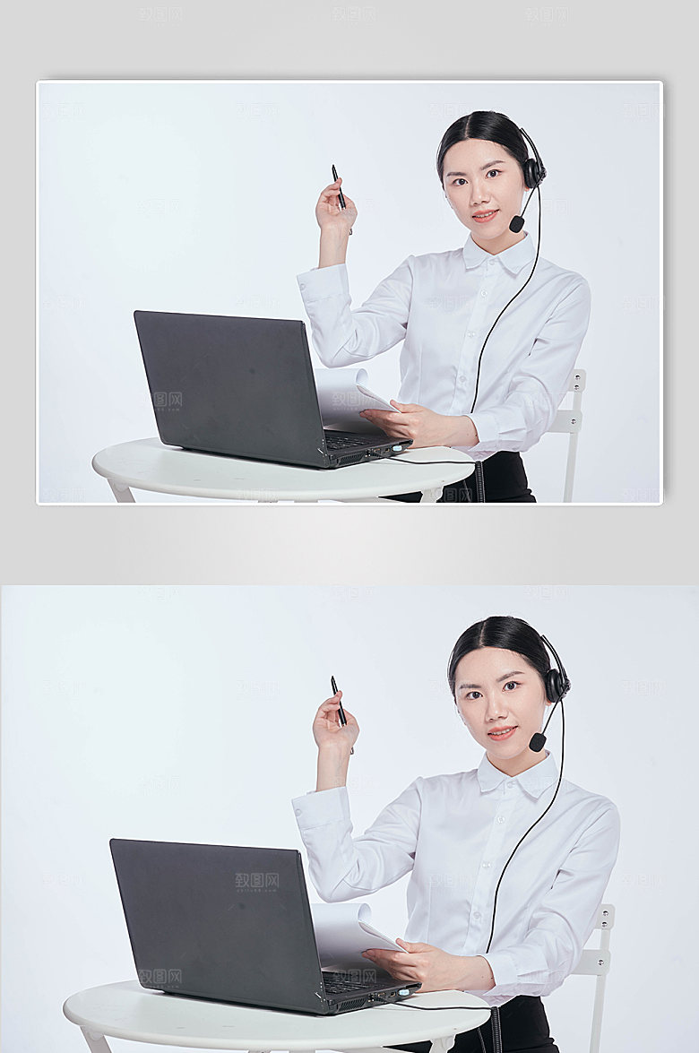 微笑客服人员商用摄影图