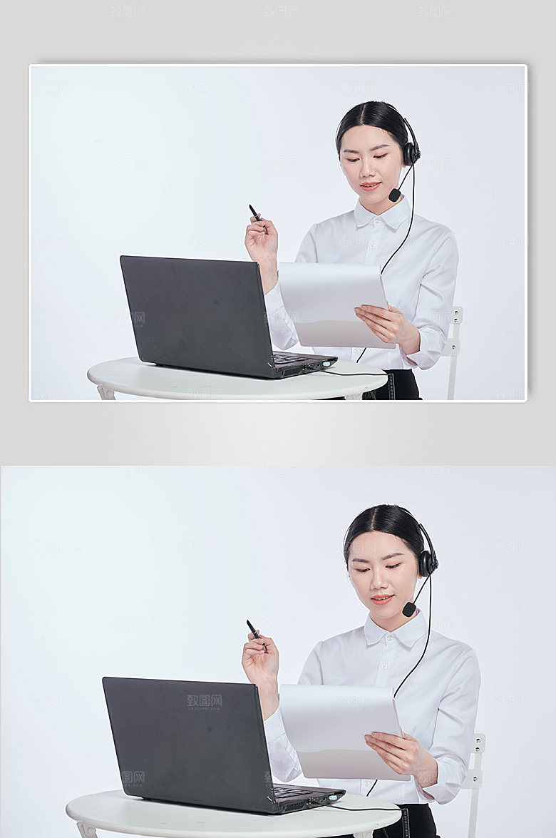 大气客服人员工作商用摄影图
