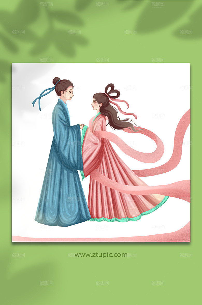 七夕牛郎织女人物元素设计