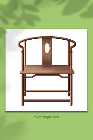 写实椅子太师椅木质家具插画设计
