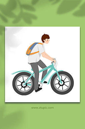 手绘单车骑行人物插画设计